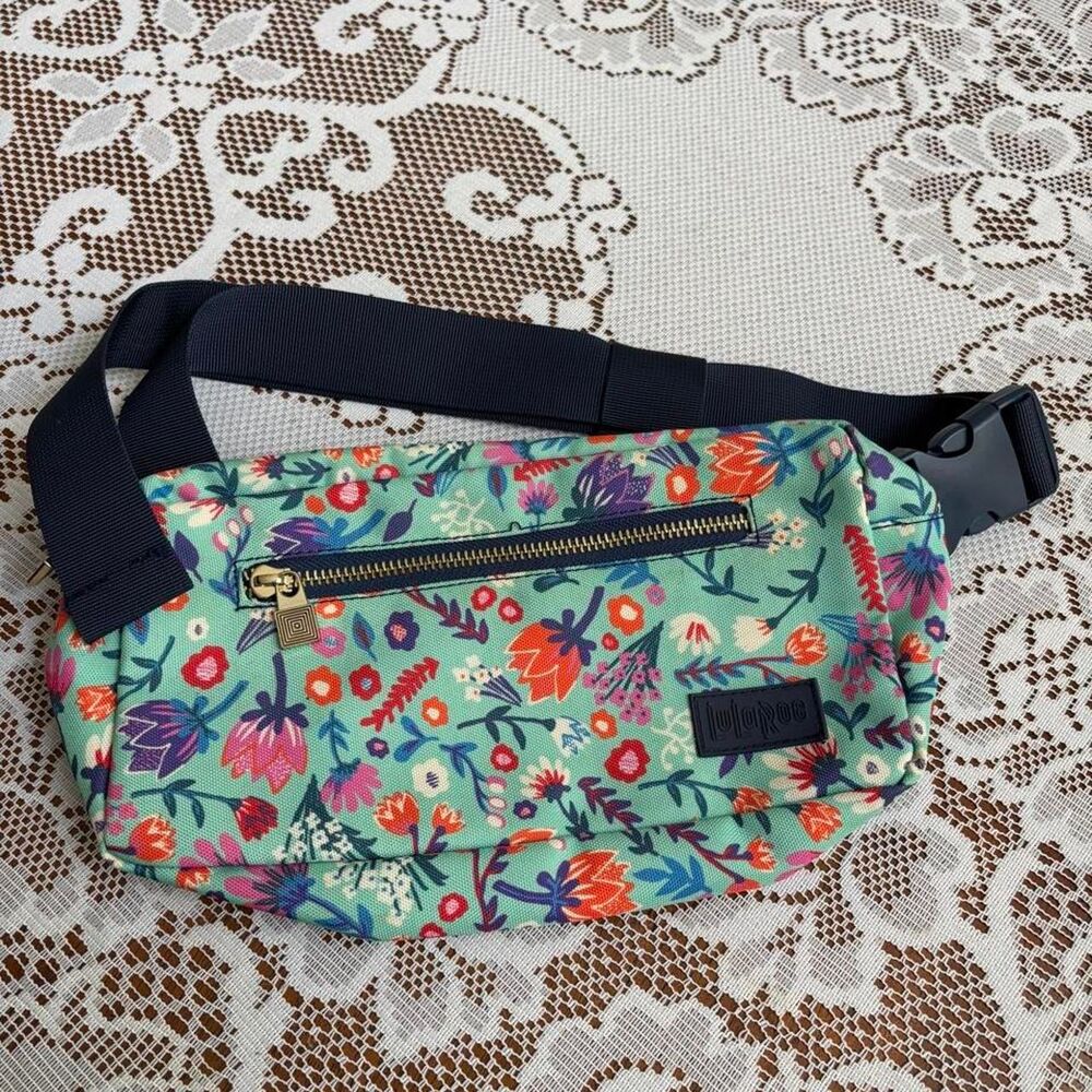 LuLaRoe Women's Fanny Pack Belt Bag Mint Green w/Ditsy Floral Design